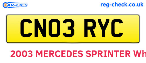 CN03RYC are the vehicle registration plates.