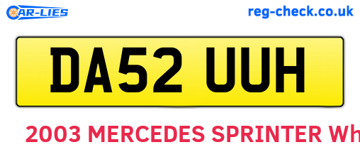 DA52UUH are the vehicle registration plates.