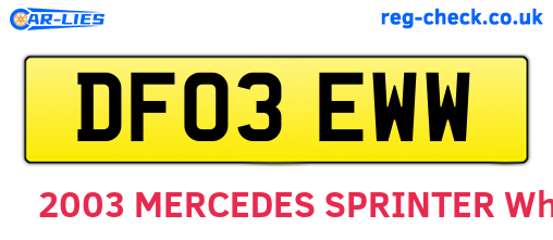 DF03EWW are the vehicle registration plates.