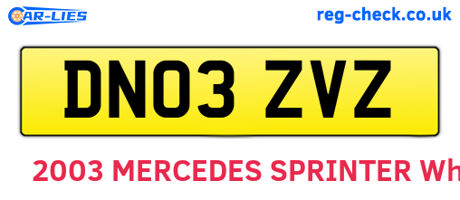 DN03ZVZ are the vehicle registration plates.