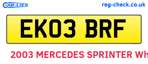 EK03BRF are the vehicle registration plates.