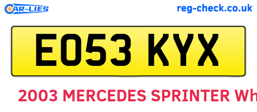 EO53KYX are the vehicle registration plates.