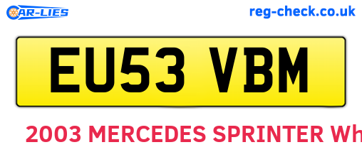 EU53VBM are the vehicle registration plates.