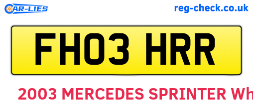 FH03HRR are the vehicle registration plates.