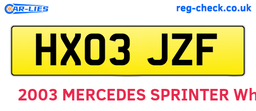 HX03JZF are the vehicle registration plates.