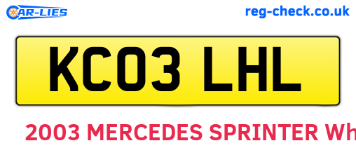 KC03LHL are the vehicle registration plates.