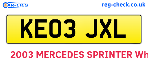 KE03JXL are the vehicle registration plates.