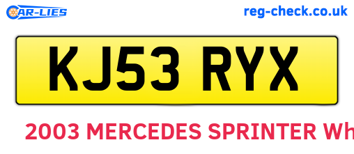 KJ53RYX are the vehicle registration plates.