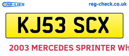 KJ53SCX are the vehicle registration plates.