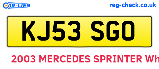 KJ53SGO are the vehicle registration plates.