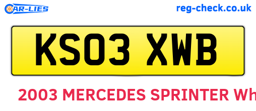 KS03XWB are the vehicle registration plates.