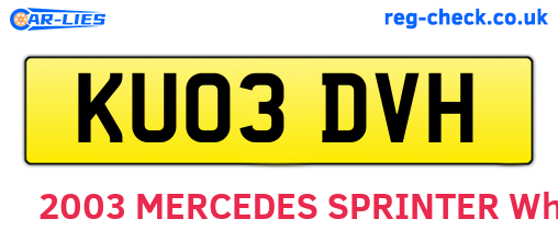 KU03DVH are the vehicle registration plates.