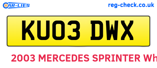 KU03DWX are the vehicle registration plates.
