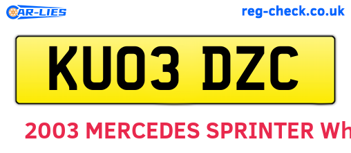 KU03DZC are the vehicle registration plates.