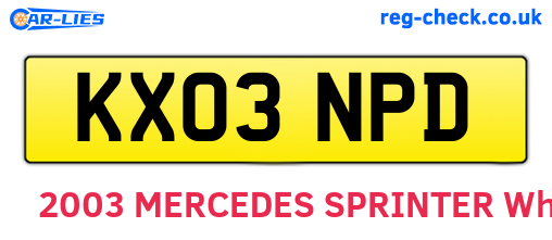 KX03NPD are the vehicle registration plates.