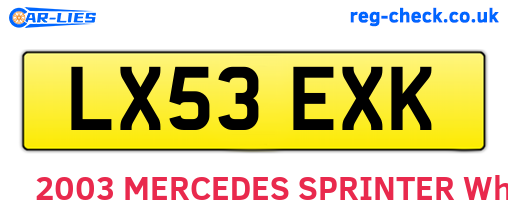 LX53EXK are the vehicle registration plates.