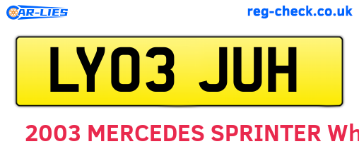 LY03JUH are the vehicle registration plates.