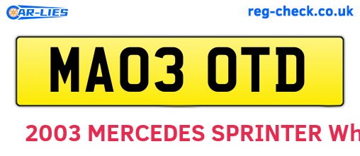 MA03OTD are the vehicle registration plates.