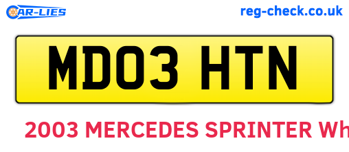 MD03HTN are the vehicle registration plates.