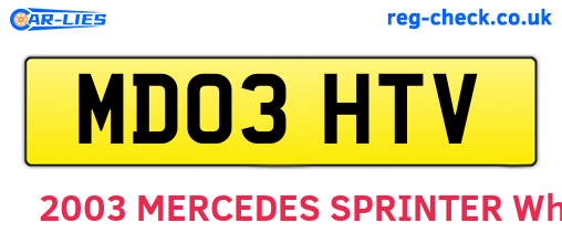 MD03HTV are the vehicle registration plates.