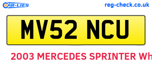 MV52NCU are the vehicle registration plates.