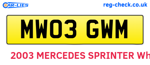 MW03GWM are the vehicle registration plates.