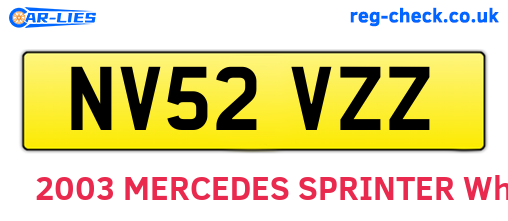 NV52VZZ are the vehicle registration plates.
