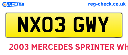 NX03GWY are the vehicle registration plates.