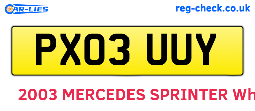 PX03UUY are the vehicle registration plates.