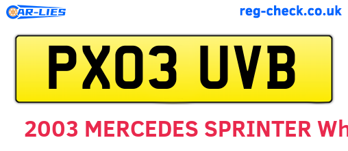 PX03UVB are the vehicle registration plates.