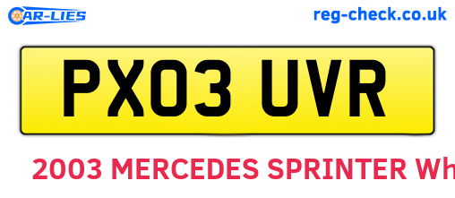 PX03UVR are the vehicle registration plates.