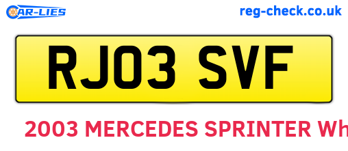 RJ03SVF are the vehicle registration plates.