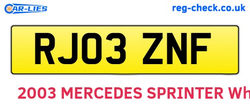 RJ03ZNF are the vehicle registration plates.