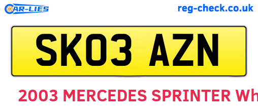 SK03AZN are the vehicle registration plates.