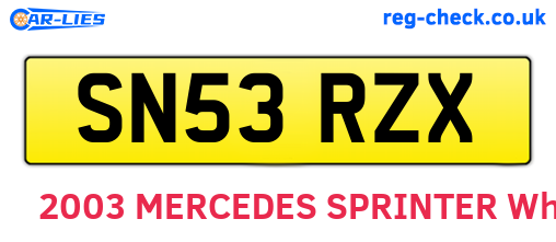 SN53RZX are the vehicle registration plates.