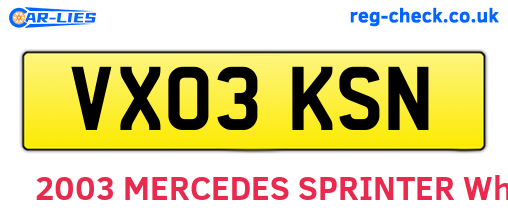 VX03KSN are the vehicle registration plates.