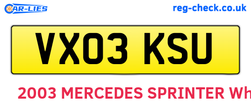 VX03KSU are the vehicle registration plates.