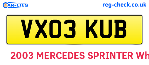 VX03KUB are the vehicle registration plates.