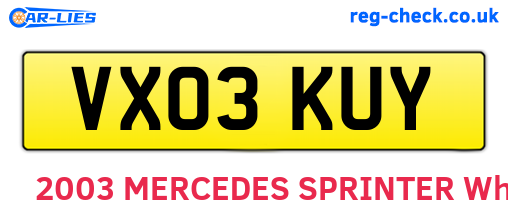VX03KUY are the vehicle registration plates.