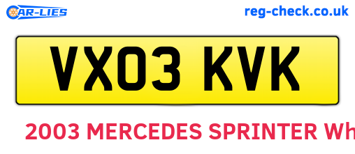 VX03KVK are the vehicle registration plates.