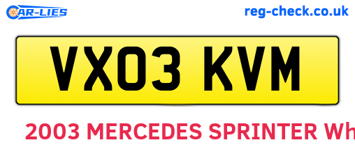 VX03KVM are the vehicle registration plates.