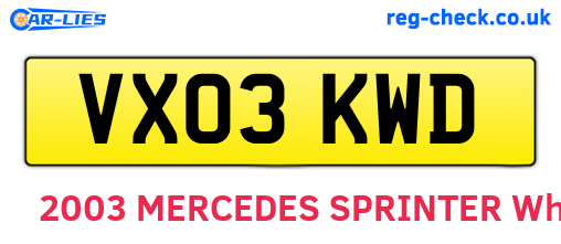 VX03KWD are the vehicle registration plates.