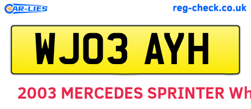 WJ03AYH are the vehicle registration plates.