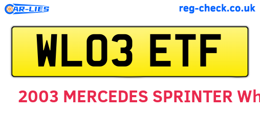 WL03ETF are the vehicle registration plates.