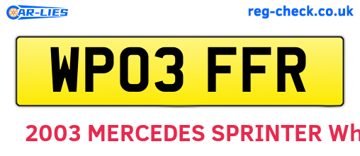 WP03FFR are the vehicle registration plates.
