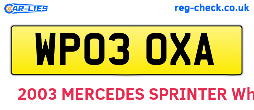 WP03OXA are the vehicle registration plates.
