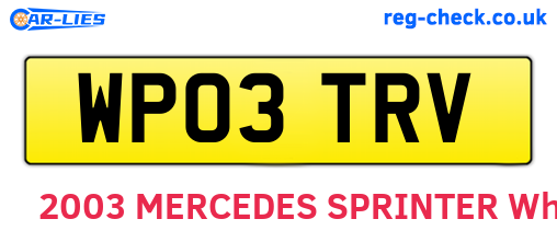 WP03TRV are the vehicle registration plates.