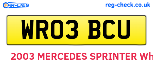 WR03BCU are the vehicle registration plates.
