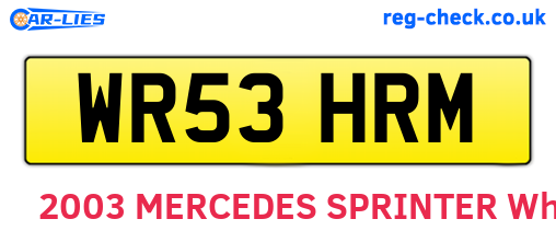 WR53HRM are the vehicle registration plates.
