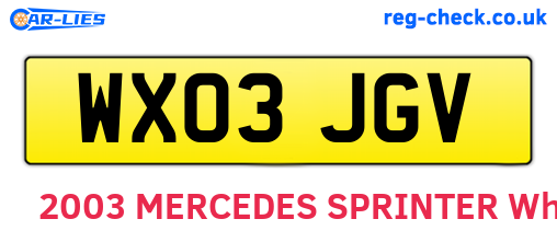 WX03JGV are the vehicle registration plates.